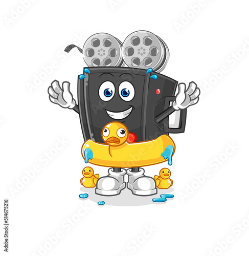 film camera with duck buoy cartoon. cartoon mascot vector