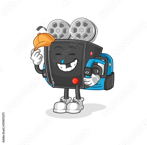 film camera goes to school vector. cartoon character