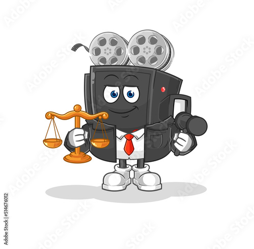 film camera lawyer cartoon. cartoon mascot vector