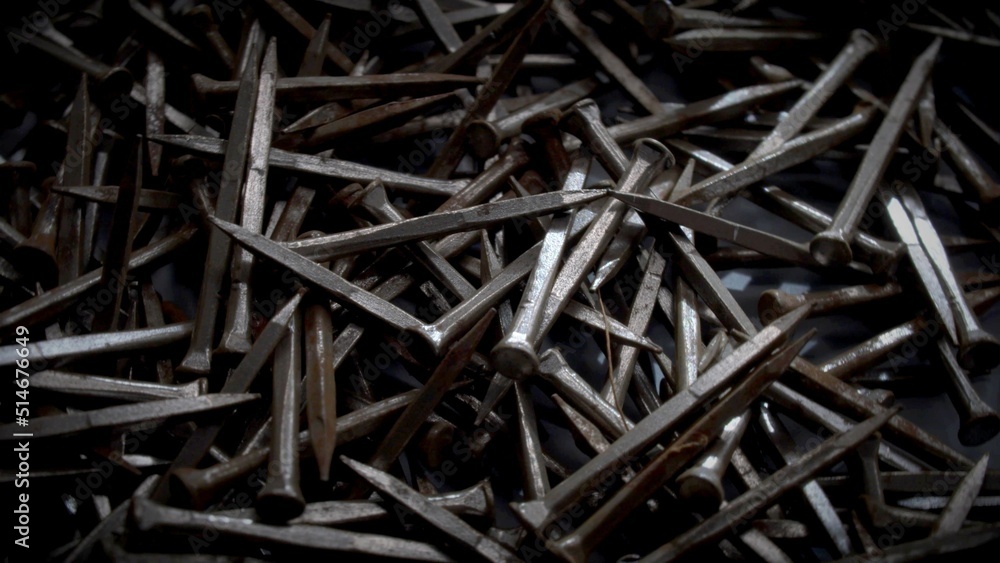 A close-up on old nails