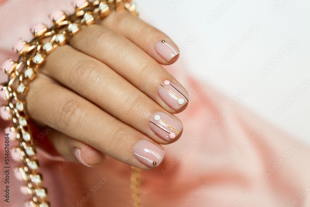 Short manicure with rhinestones. Short manicure with rhinestones.
