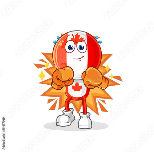canada flag head boxer character. cartoon mascot vector