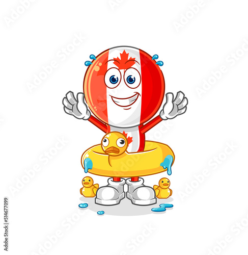 canada flag head with duck buoy cartoon. cartoon mascot vector