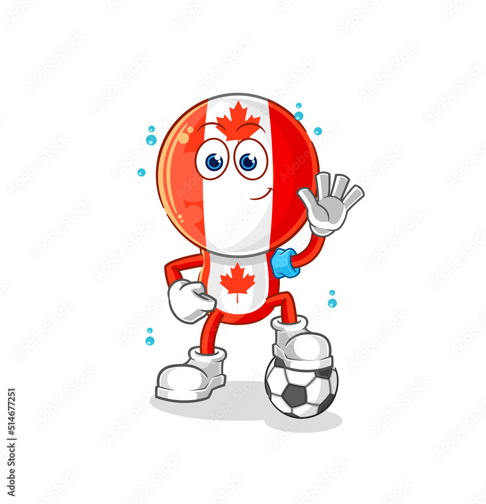 canada flag head playing soccer illustration. character vector
