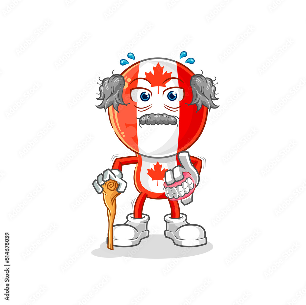 canada flag head white haired old man. character vector