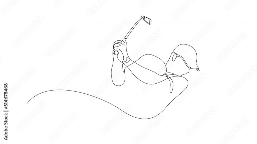 Self drawing animation of continuous one line drawing of man playing golf. 4K video. Self drawing animation of continuous one line drawing of man playing golf. 4K video.