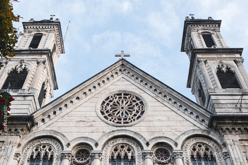 Historical Hagia Triada Greek Orthodox Church building. Church building in neobaroque architecture. 