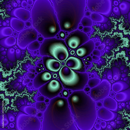 Purple violet green fractal abstract background with circles