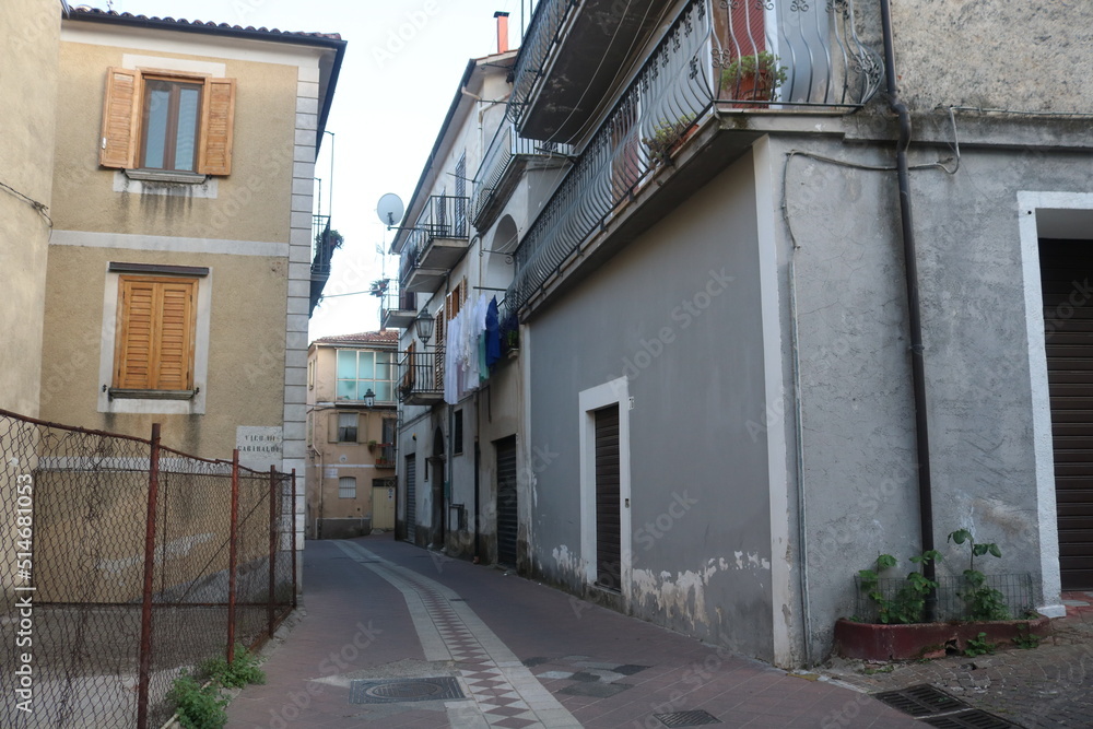 Street in Tramutola, Province of Potenza, Basilicata Region, Italy. 