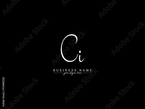 Premium CI Signature Fashion Logo, Signature Ci ic Letter Logo Icon Vector With Creative Signature Letter Design For Business