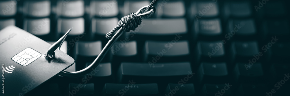 custom made wallpaper toronto digitalCredit Card And Large Fish Hook On Computer Keyboard Background - Cybercrime/Phishing Concept