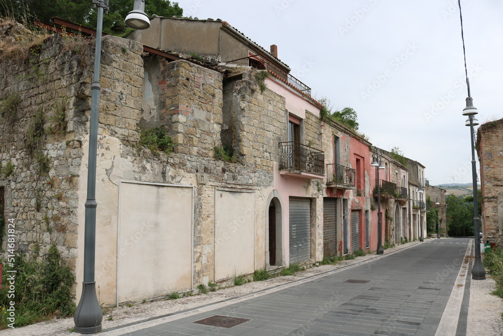 Empty street in Conza della Campania. Destroyed village during 1980 Irpinia earthquake. 
Province of Avellino, Southern Italy. 