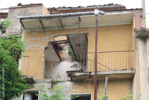 Broken house in Conza della Campania. Italian municipality destroyed by the 1980 Irpinia earthquake. Province of Avellino, Southern Italy. 