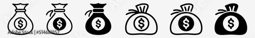 Money Bag Icon Dollar Money Bag Set | Money Bags Icon Sack Cash Vector Illustration Logo | Money Bag Icon Isolated Money Bag Collection