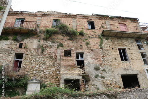 Ancient and unsafe building in Conza della Campania, Avellino, Southern Italy. Small village destroyed by 1980 Irpinia earthquake.  photo