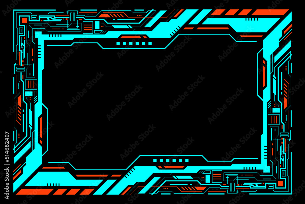 Square frame futuristic hud technology modern abstract geometric shape vector design.