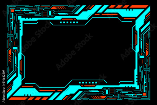 Square frame futuristic hud technology modern abstract geometric shape vector design.