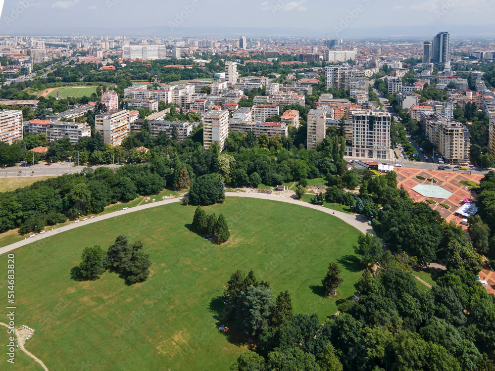 Aerial view of South Park in city of Sofia, Bulgaria