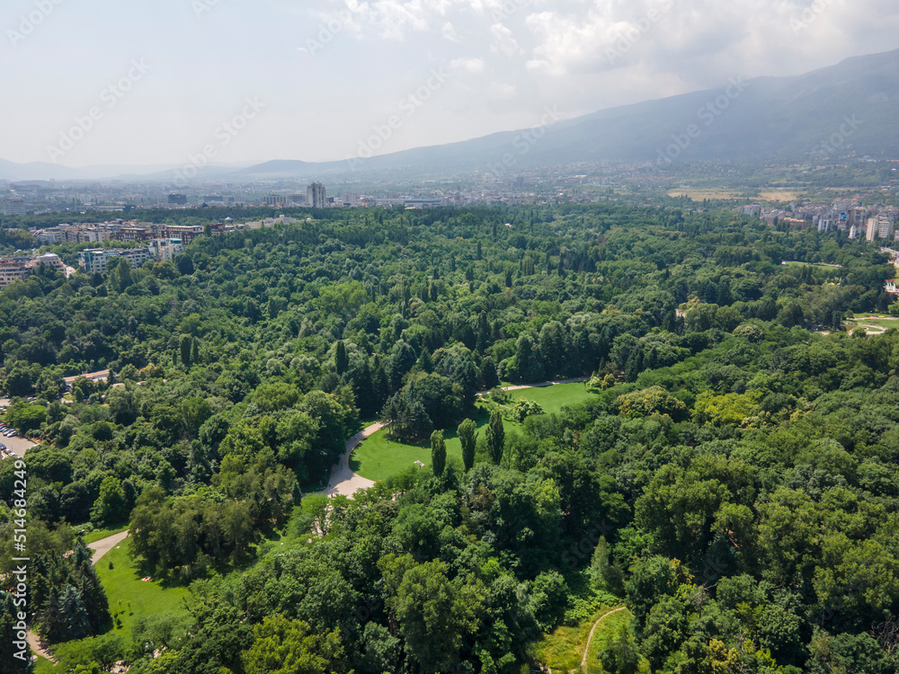 Fototapeta premium Aerial view of South Park in city of Sofia, Bulgaria