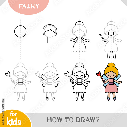 How to draw Fairy for children. Step by step drawing tutorial