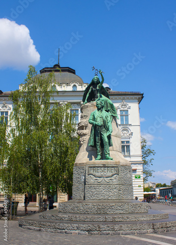 Monument to Slovene national poet France Preseren in Ljubljana photo