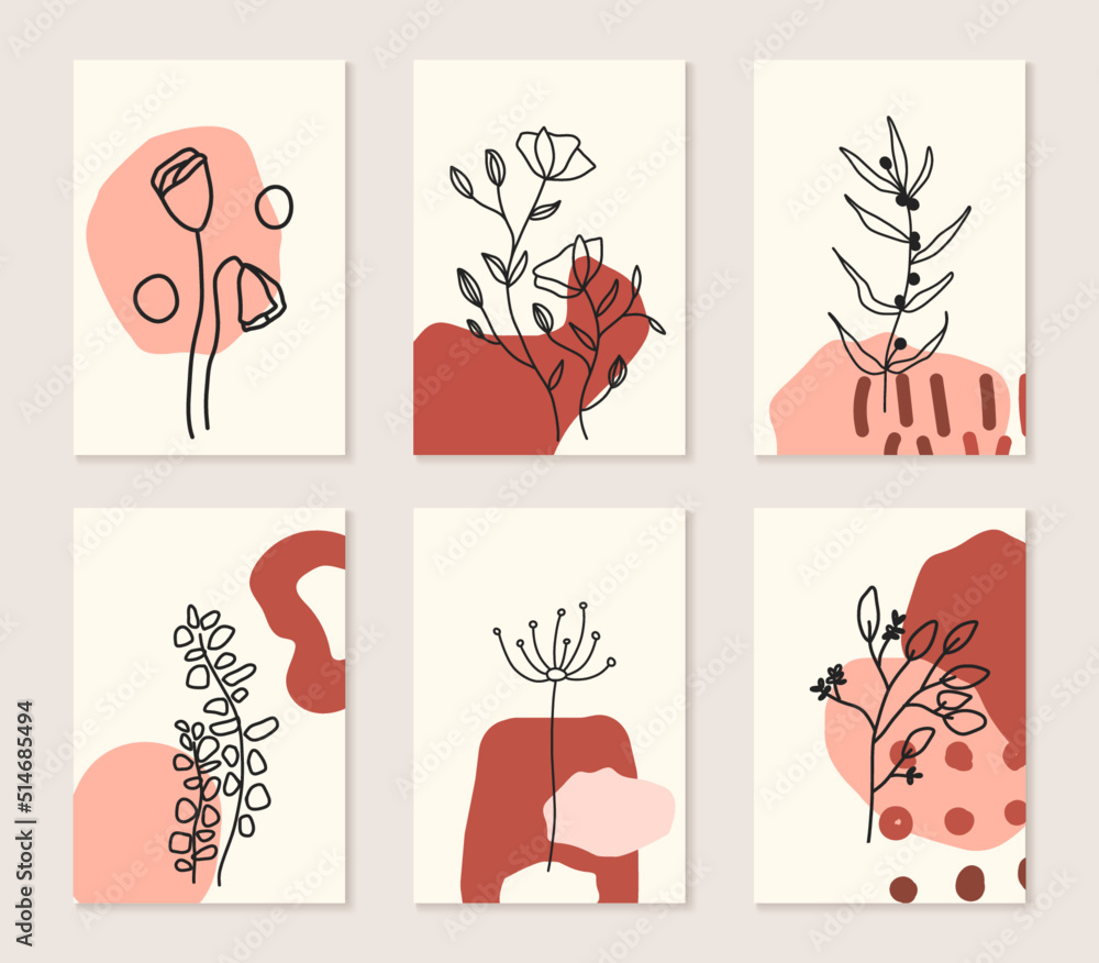 Botanical art. Abstract organic vector shapes, leaves, plants. Set of natural templates, covers, posters, greeting cards, frames, backgrounds in doodle style Botanical art. Abstract organic vector shapes, leaves, plants. Set of natural templates, covers, posters, greeting cards, frames, backgrounds in doodle style