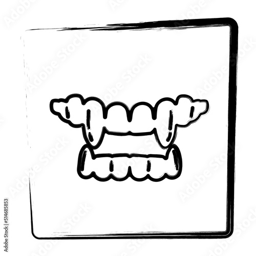 vampire fangs, framed brush strokes, vector illustration.