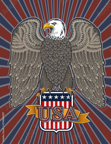 American Redoubtable  Eagle with USA flags