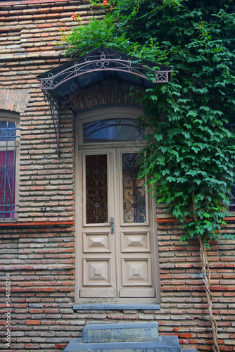 Streets of old Tbilisi Georgia: beautiful wooden door photo
