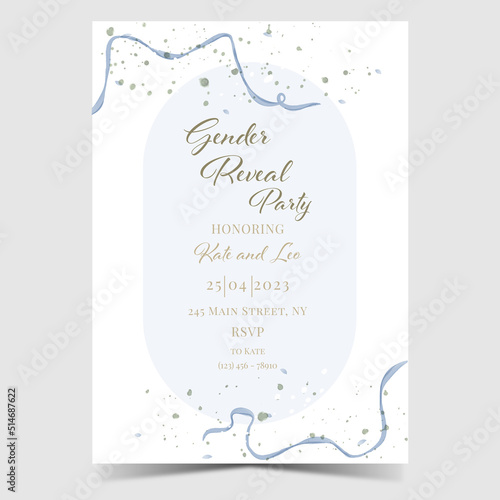  Invitation for gender reveal party in rustic style. Greenery Watercolor Floral template card design.	
