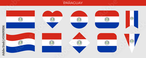 Flag of Paraguay. Icon set vector illustration. Design template photo