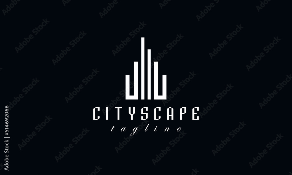 Real estate logo design template. Design for cityscape, construction, building, real estate, property, structure and construction.
