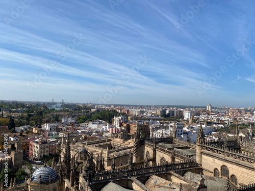 Cityscape of Seville from the Giralda tower, Andalusia, Spain.