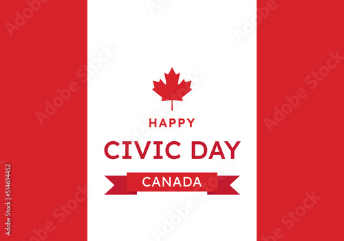 Canada Civic Day Holiday vector card, illustration with canadian flag and maple leaf.