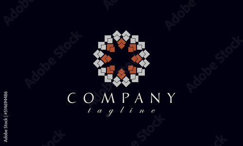 Elegant luxury geometric motif logo design template. photo