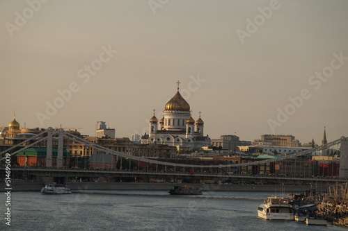 Hall of church Cathedral of Christ the Savior in Moscow at sunset