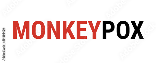 A banner with the monkey pox logo. Monkey pox virus outbreak pandemic design 