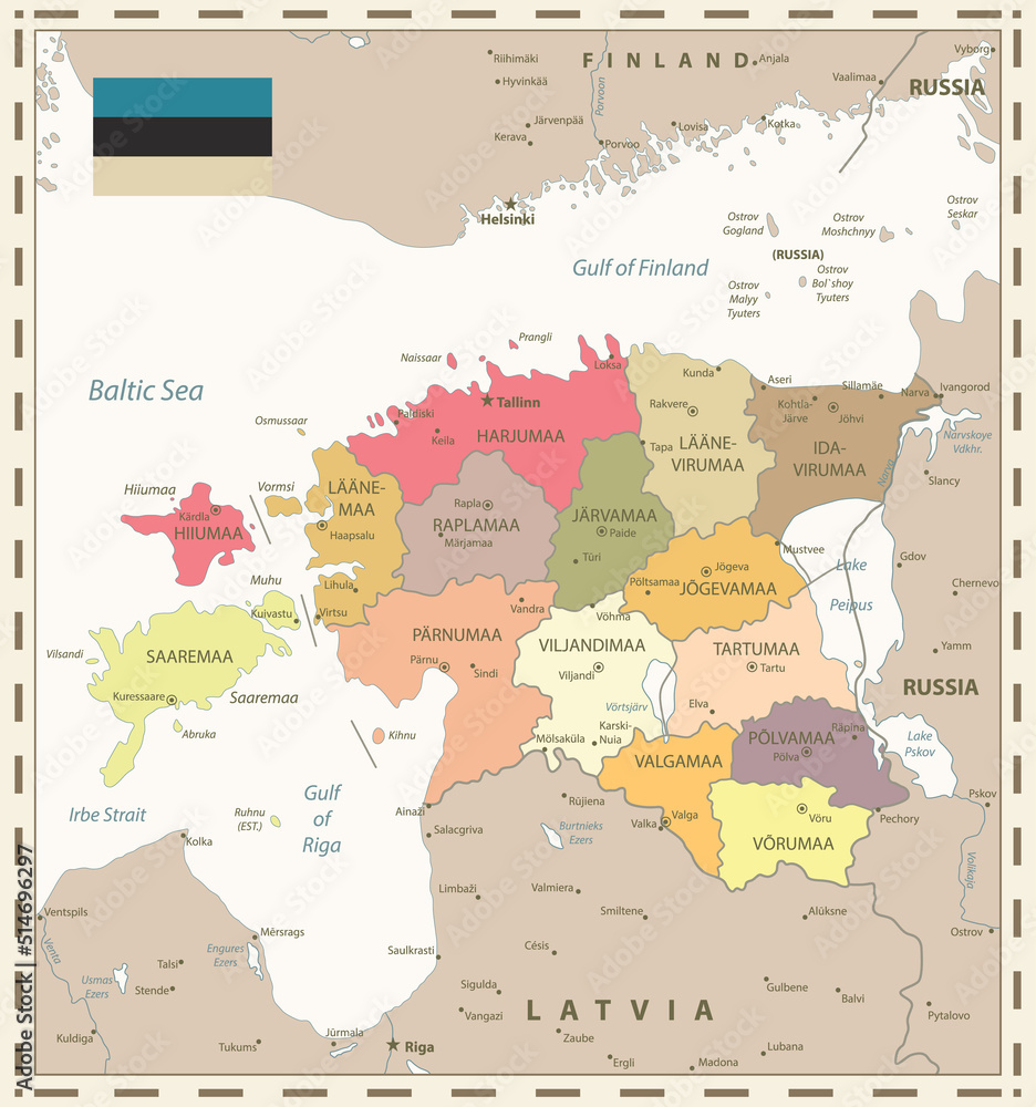 Estonia Vintage Color Map