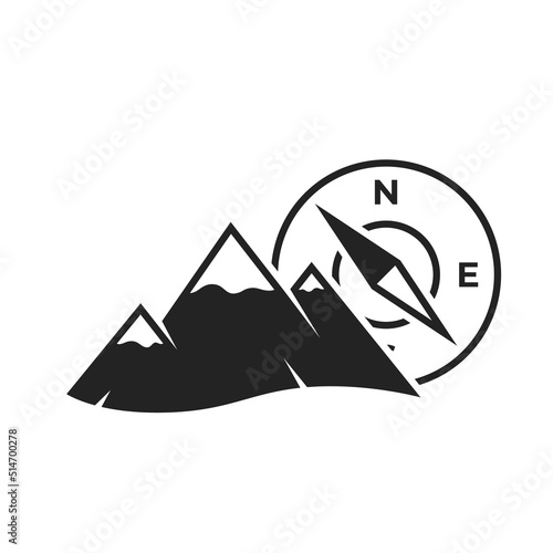 mountain travel icon. compass, vacation and tourism symbol. isolated vector image