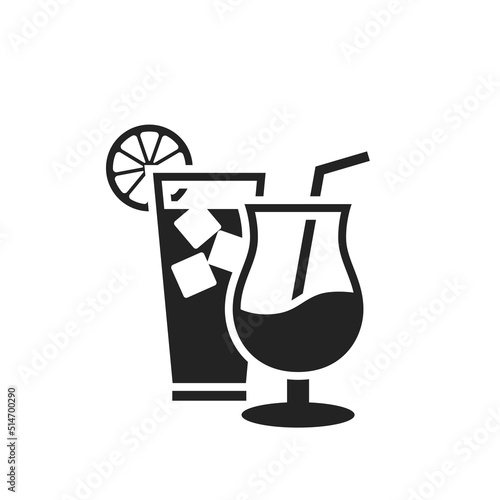 summer cocktail icon. pina colada and soft drink. isolated vector image