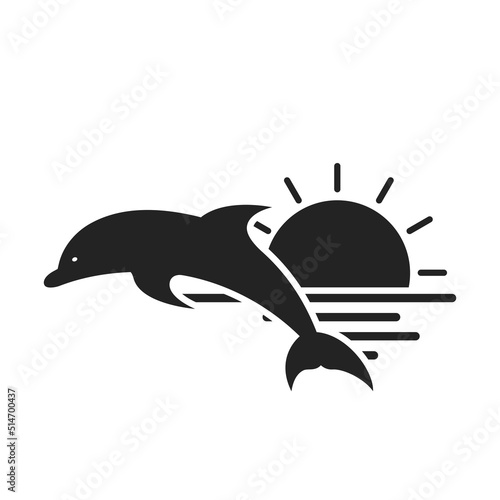 dolphin and sunset. sea vacation symbol. vector image for tourism design