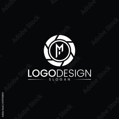 Photography Logo Combined M Letter Camera Sign Logo, Focus Shot Shutter Frame Photography with Initial Letter M Negative Space Logo Design, Modern logomark M icon template vector design