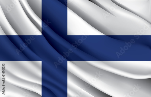 finland national flag waving realistic vector illustration