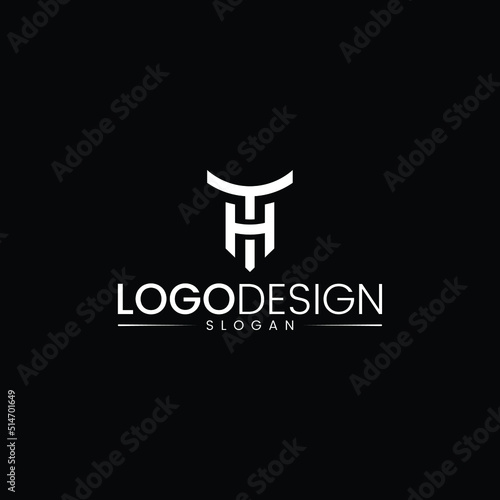 Minimalist modern line art letter HT logo, alphabet letters monogram icon logo HT or TH vector logo