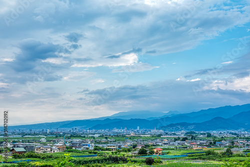(山梨県-都市風景)高台から望む石和方面風景
