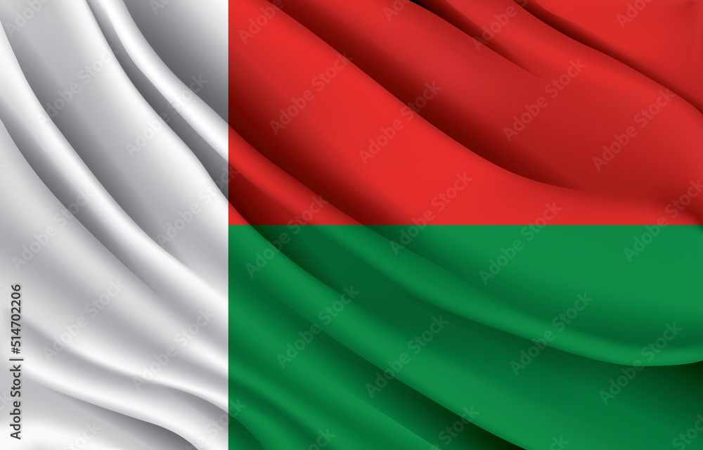 madagascar national flag waving realistic vector illustration