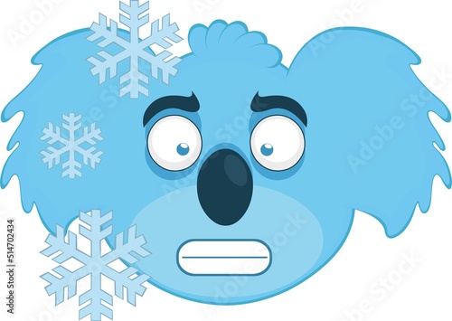 Vector illustration of the face of a frozen cartoon koala bear