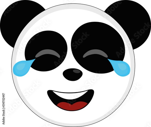 Vector illustration of the face of a cartoon panda bear with tears of joy