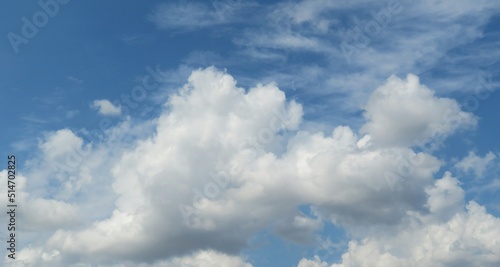 Beautiful fluffy clouds in blue sky