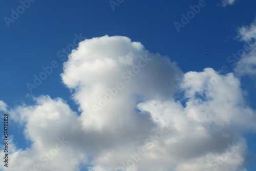 Beautiful fluffy clouds in blue sky  natural background 